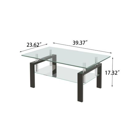 Clear Glass Coffee Table with 2-Tier Design