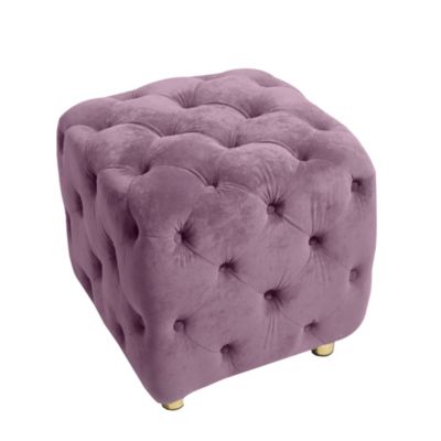  Modern Purple Velvet Ottoman, Small End Table, Footstool & Chair Set