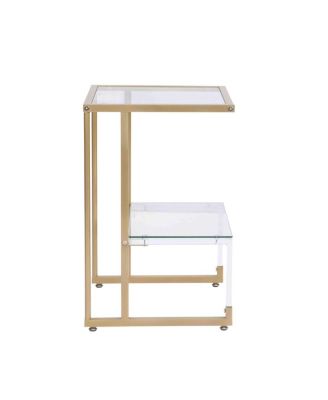 Golden Side Table, 2-Tier Acrylic Glass End Table For Living Room Bedroom