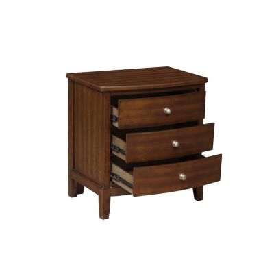 Streamdale 3-Drawer Nightstand in Dark Cherry Finish