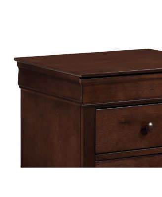 Simplie Fun Louis Philippe Style 1 Piece Nightstand Of Drawers Brown Cherry Finish Okume Veneer Bedroom Furniture