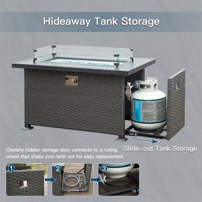 Smokeless Fire Pit Table for Outdoor Patio with Glass Wind Guard