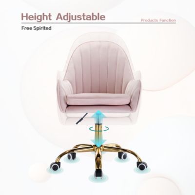 Velvet Home Office Chair with Wheels and Side Arms