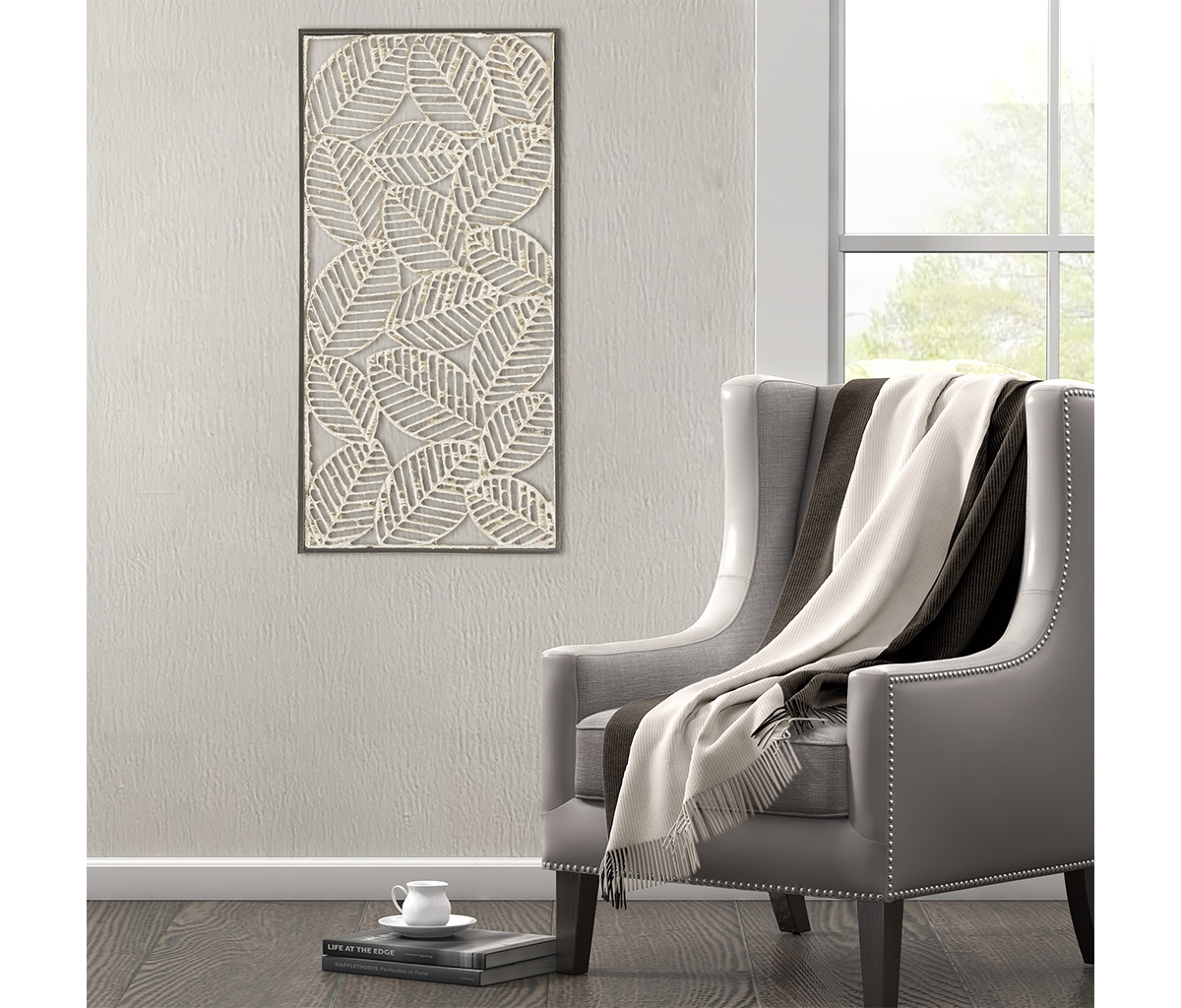 Streamdale Furniture Paper Cloaked Leaves Metal Framed Decor Panel
