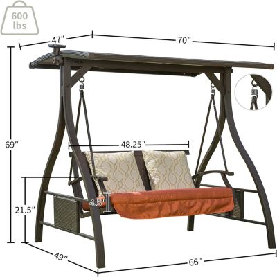 Streamdale Adjustable Canopy Hammock Swing with Solar Light & Cushions