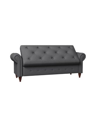 Fabric Large Storage Tufted Rolled Arms Ottoman Storage Bench