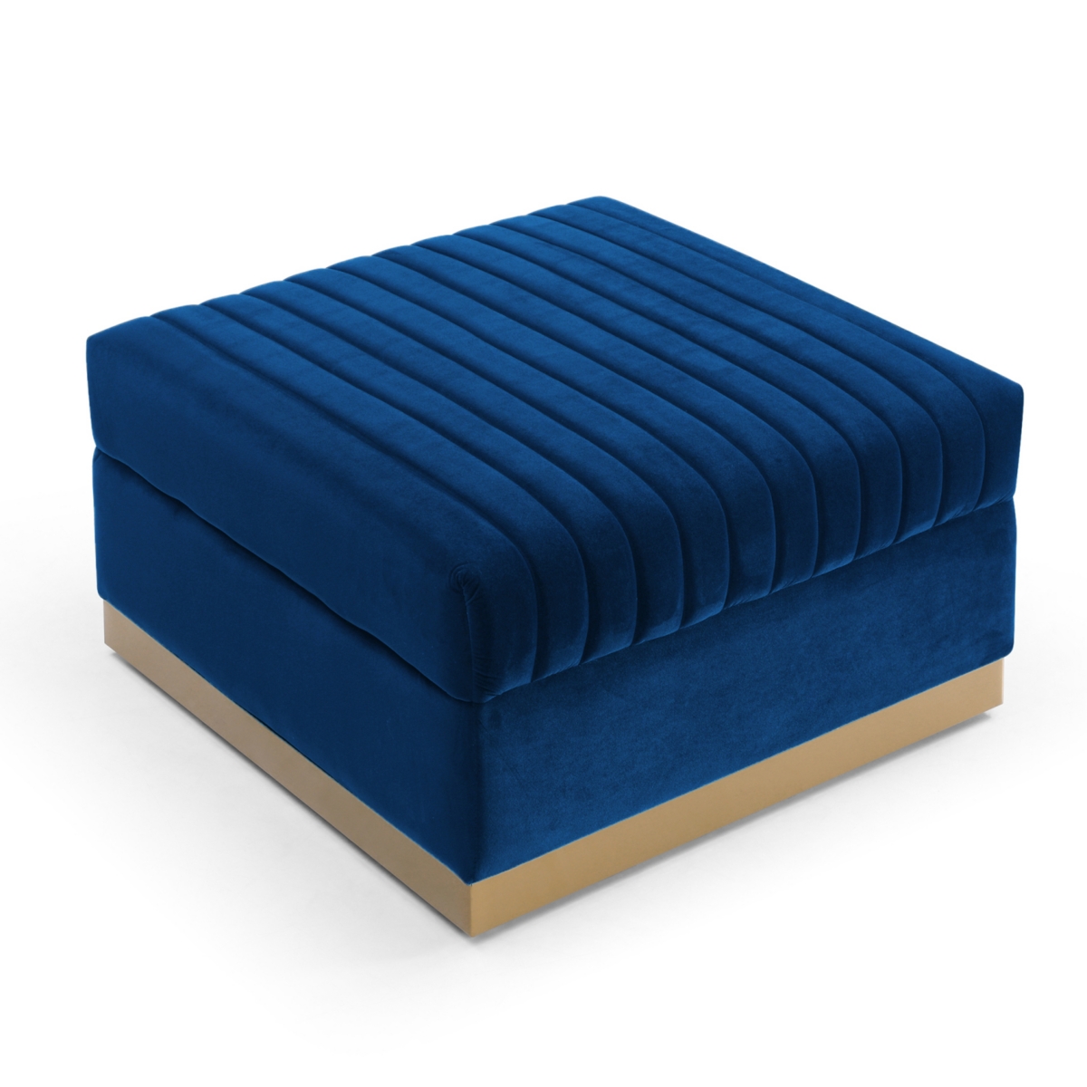 Simplie Fun Modern Blue Velvet Ottoman