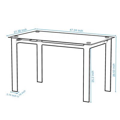 Tempered Glass Dining Table with Metal Legs