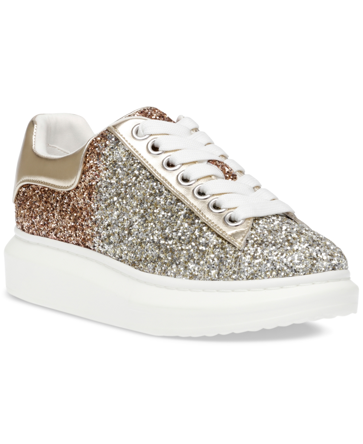 Shop Steve Madden Women's Glacer-r Platform Lace-up Sneakers In Gold Multi