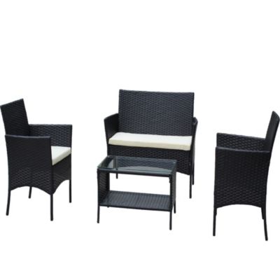 Streamdale 4-Piece Rattan Patio Set with Cushions