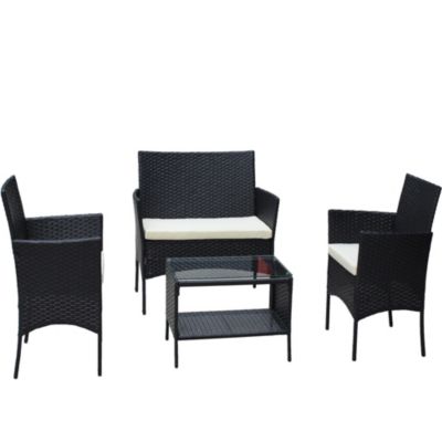 Streamdale 4-Piece Rattan Patio Set with Cushions