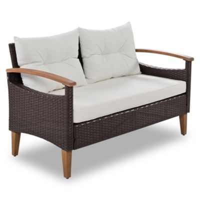 Streamdale Rattan Patio Set with Wood Table (4 Pieces)