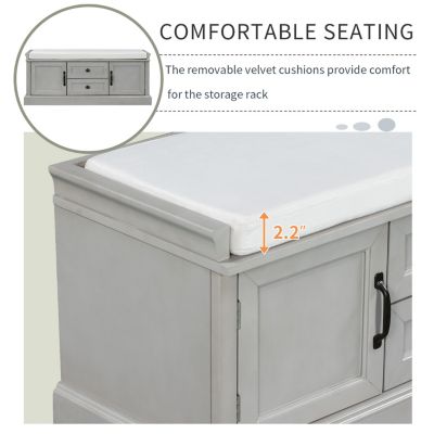 Multi-Storage Shoe Bench with Removable Cushion