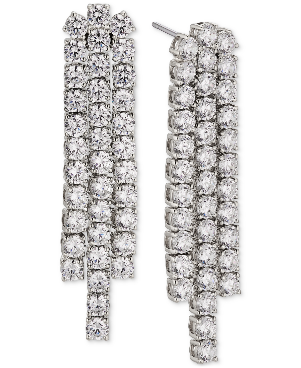 Silver-Tone Cubic Zirconia Chandelier Earrings, Created for Macy's - Rhodium