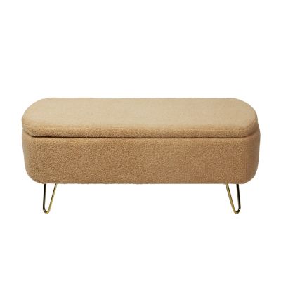 Streamdale Camel Ottoman Bench for Bed, Entryway, Gold Legs