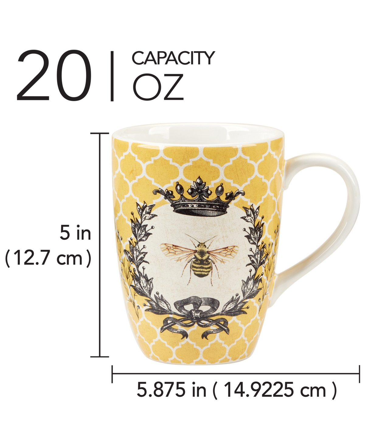 Certified International French Bees Set of 4 Mugs