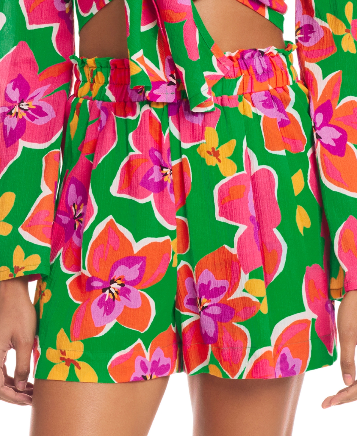 Shop Sanctuary Women's Cotton Paperbag-waist Cover-up Shorts In Multi
