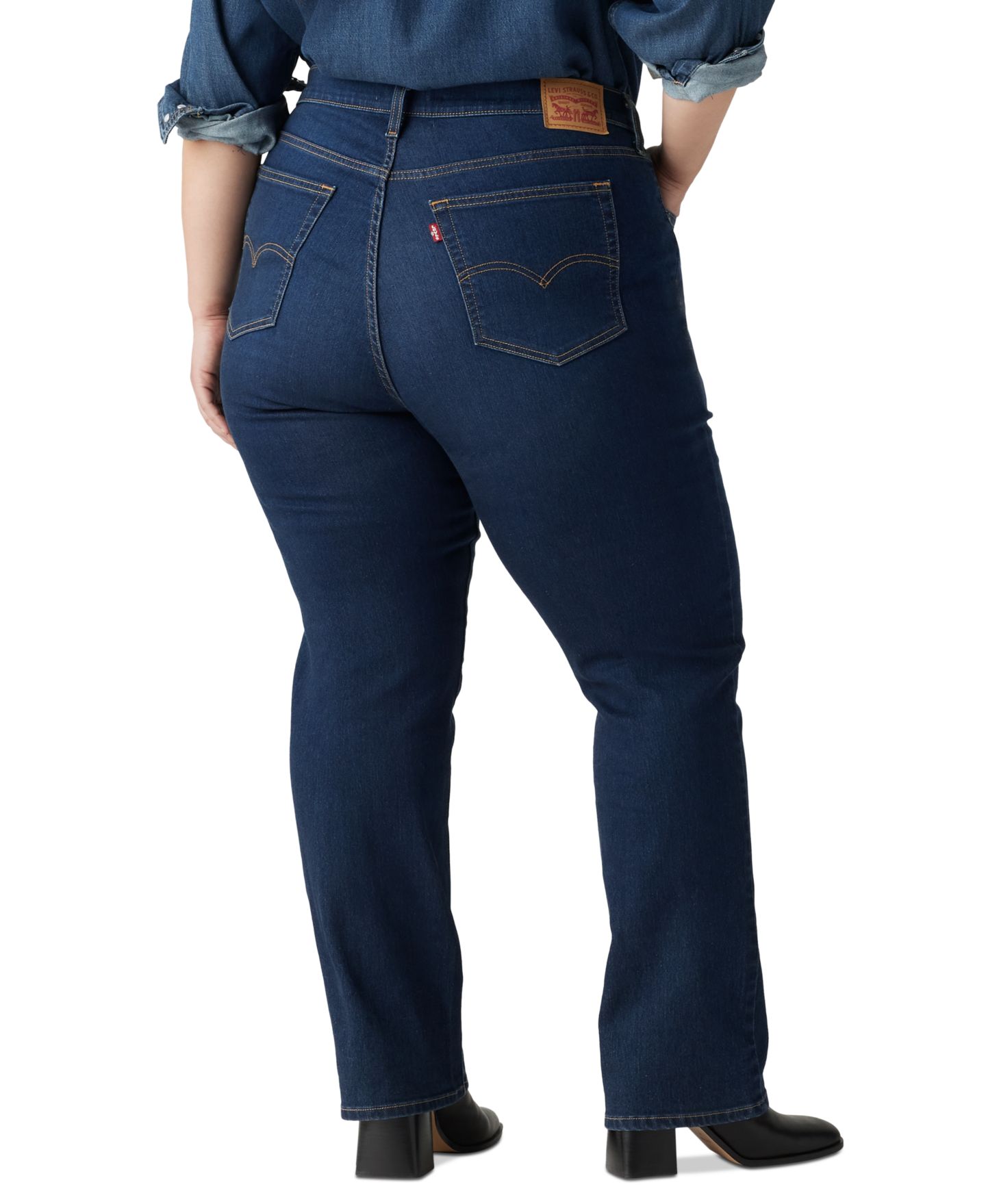 Женские джинсы Levi's Plus Size Chelsea High-Rise Straight-Leg, цвет: Карбоновый сияющий — фото 2