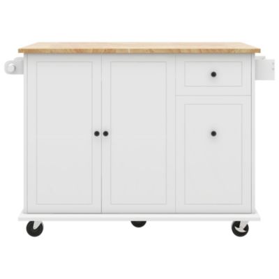Rolling Kitchen Island Cart with Drop Leaf & Storage