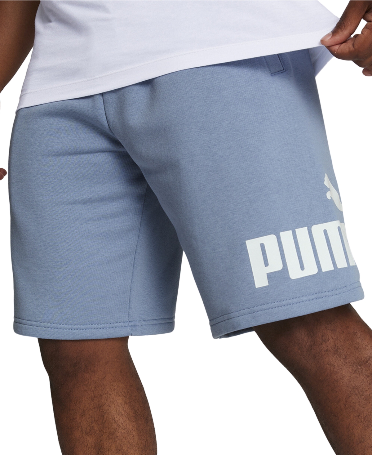 Puma Men's Regular-fit Big Logo-print Fleece 10" Shorts In Blue