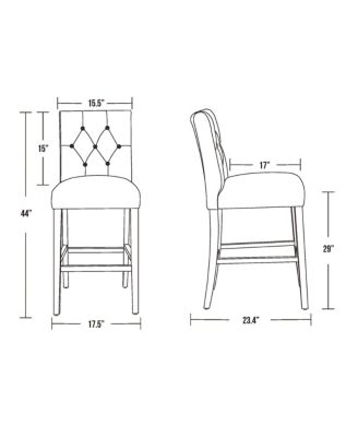 29" Upholstered Linen Fabric Tufted Bar Stool Chair