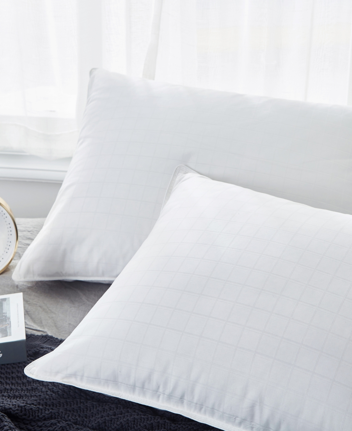 Unikome Medium Firm Goose Down Feather Pillow, Queen In White
