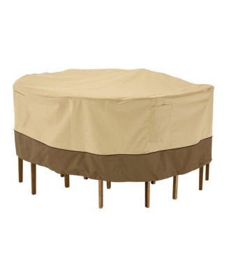  Veranda Medium And Large Round Patio Table And Chair Set Cover Pebble - Beige
