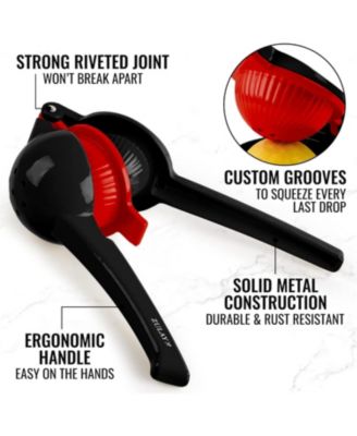 2-in-1 Metal Manual Lemon Squeezer – Sturdy Hand Juicer for Max Extraction