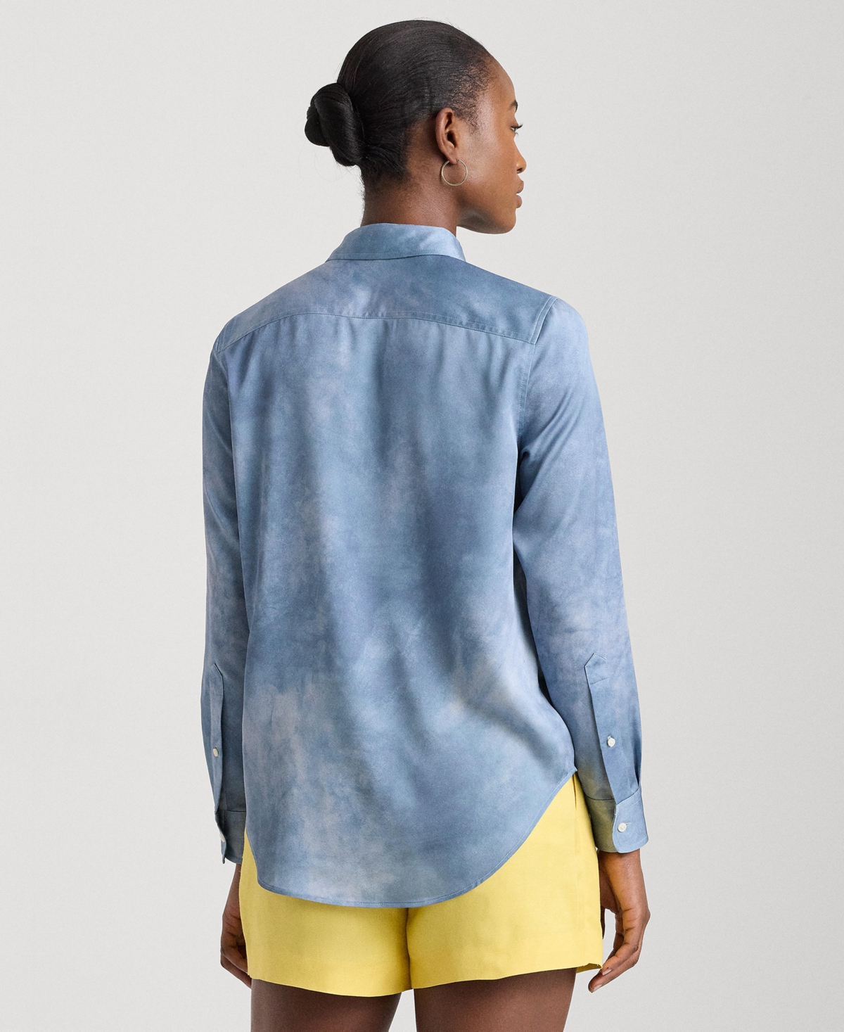 Shop Lauren Ralph Lauren Women's Printed Charmeuse Shirt, Regular And Petite In Blue Mu