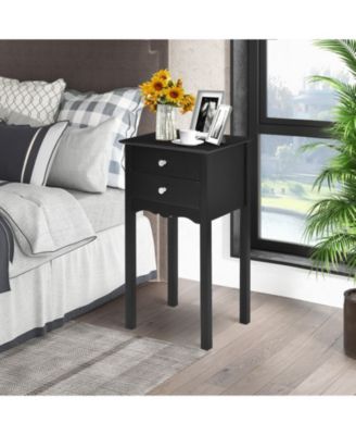Side Table End Accent Table with 2 Drawers