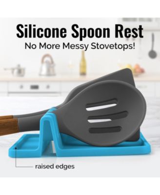 Silicone Utensil Rest with Drip Pad – Holder for Multiple Ladles & Tongs
