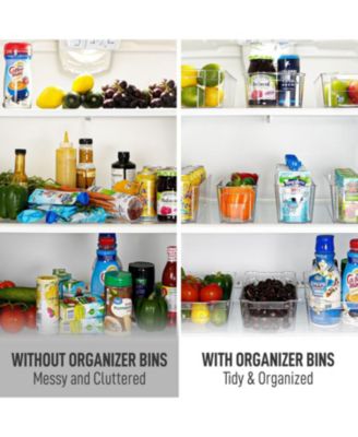 4 Pack Clear Refrigerator Organizer Bins - Narrow Fridge Organizers and Storage Clear