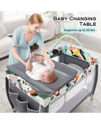 3-in-1 Portable Baby Playard with Zippered Door and Toy Bar