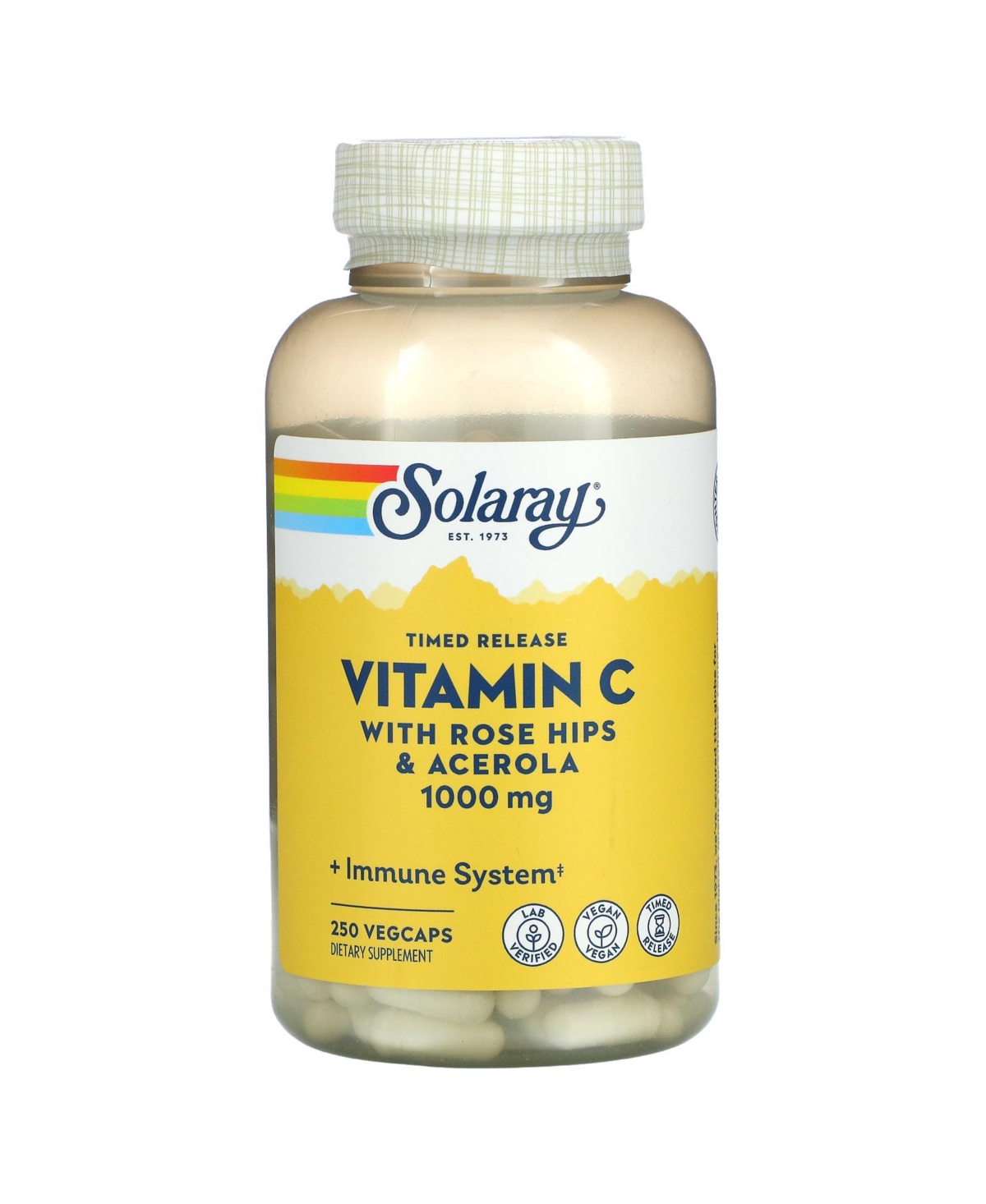 Timed Release Vitamin C with Rose Hips & Acerola 1 000 mg - 250 VegCaps - Assorted Pre-pack (See Table