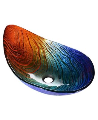 Waterdrop Shape Tempered Glass Vessel Sink Vanity Counter Top Basin