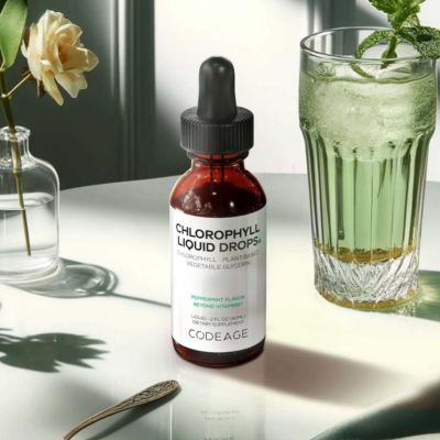 Chlorophyll Liquid Drops Supplement - Chlorophyll 50 mg per Serving, Liquid Chlorophyll Water, Organic Peppermint Flavor Clorofila, 2 fl oz