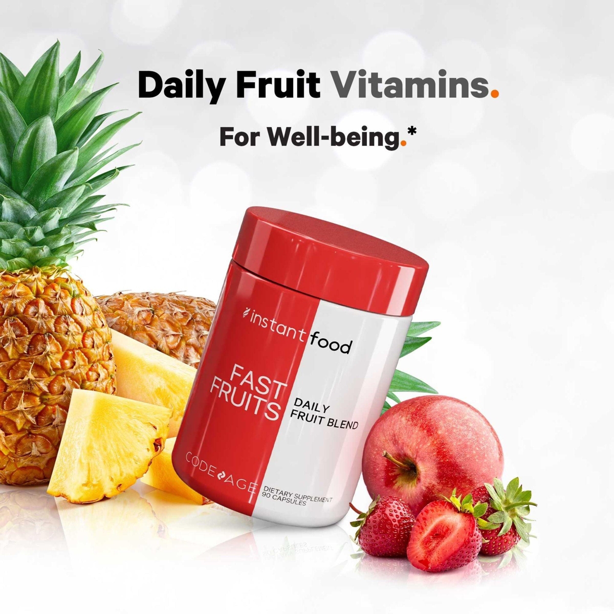 Codeage Instantfood Fast Fruits, Over 15 Fruits Powders Equivalent All-in-One, Daily Whole Food Vitamins - Berries, Antioxidant Polyphenols & Bioflavo