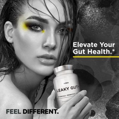 Amen Leaky Gut, L-Glutamine, Zinc, Turmeric, Licorice, Probiotic & Prebiotic Supplement, 90 ct