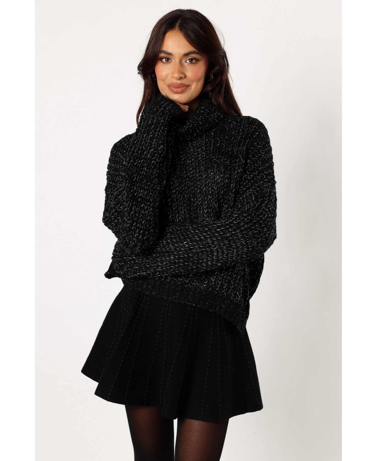 Women's Eleanor Lurex Shine Knit Sweater - Black