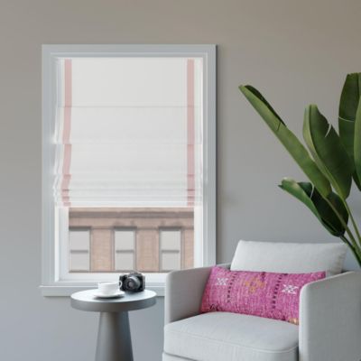 Hailey Pink Ribbon Border 100% Blackout Cordless Roman Shade