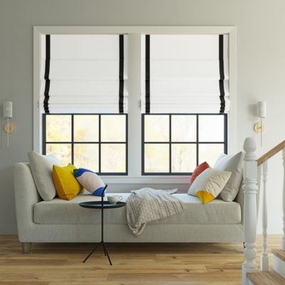 Olander Black Ribbon Border 100% Blackout Cordless Roman Shade