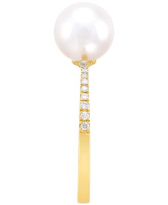 Cultured Freshwater Pearl (8mm) & Diamond (1/10 ct. t.w.) Ring in 10k Gold