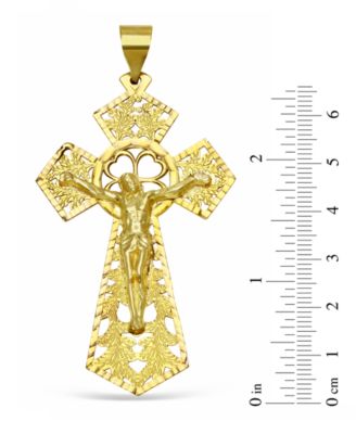 Filigree Crucifix Fancy Openwork Cross Pendant in 10k Gold
