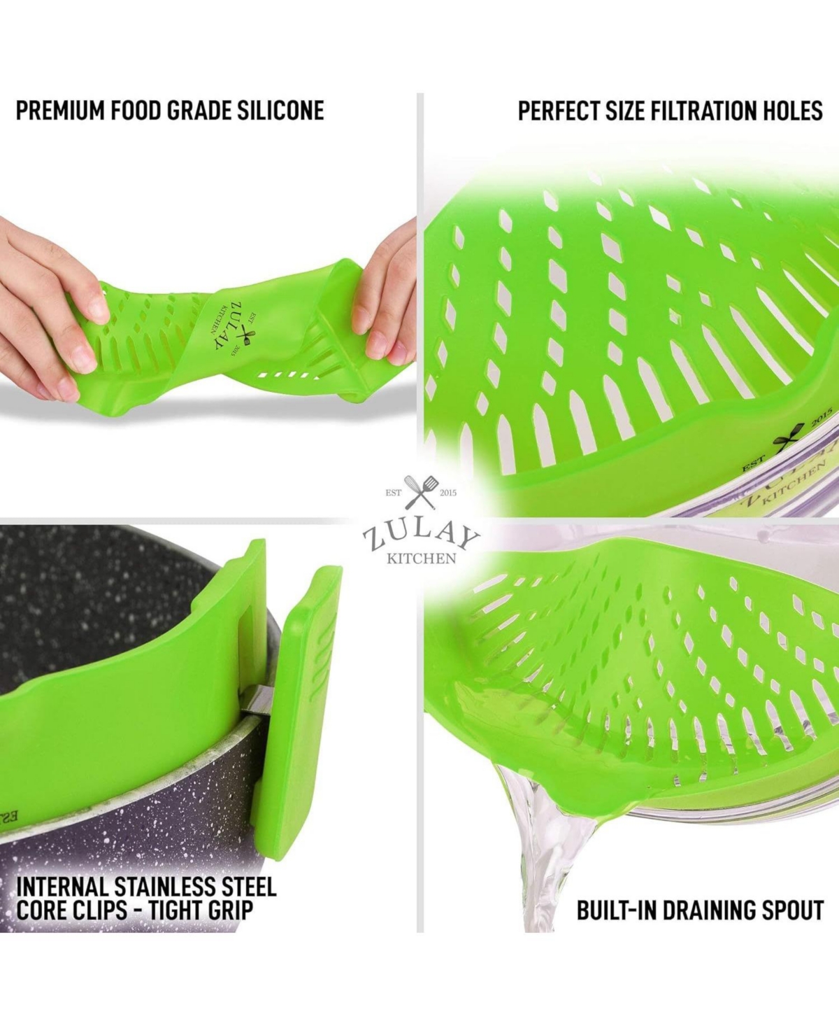 Silicone Pot Strainer - Adjustable Snap On For Most Pots & Pans