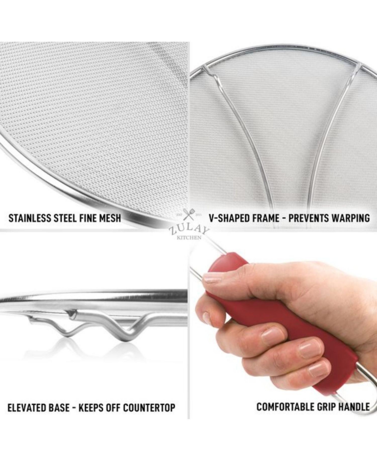 Zulay Kitchen Splatter Screen for Frying Pan (13”) - Grease Splatter Guard for Frying Pan
