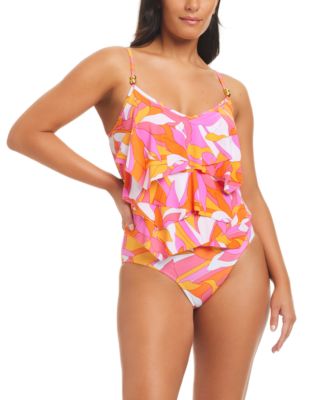 Beyond Control - Women's Geometric Overlay One-Piece Swimsuit