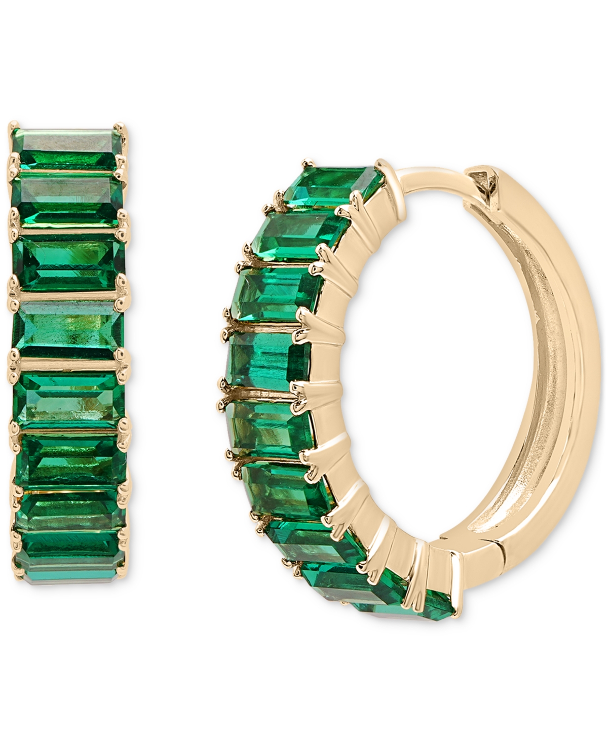Nano Emerald Color Small Hoop Earrings (1-1/2 ct. t.w.) in Gold Vermeil, (Also in Nano White Sapphire Color, Nano Ruby Color, & Nano