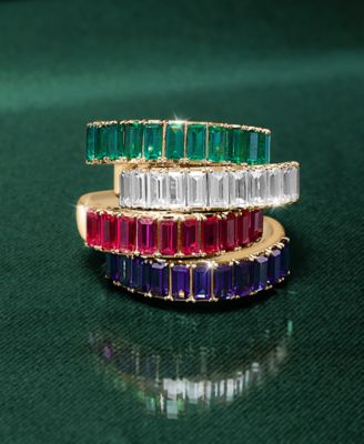 Nano Emerald Color Baguette Ring (1 ct. t.w.) in Gold Vermeil (Also in Nano White Sapphire Color, Nano Ruby Color, & Nano Blue Sapphire Color )