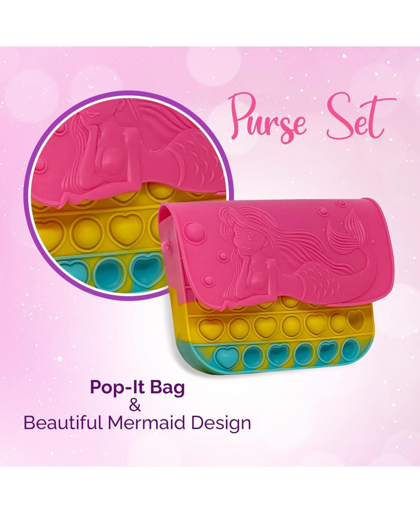 Детский игровой набор The New York Doll Collection Mermaid Pop It 10-Piece Purse Playset, Ages 3+, цвет: Assorted Pre-Pack (See Table 9 — фото 3
