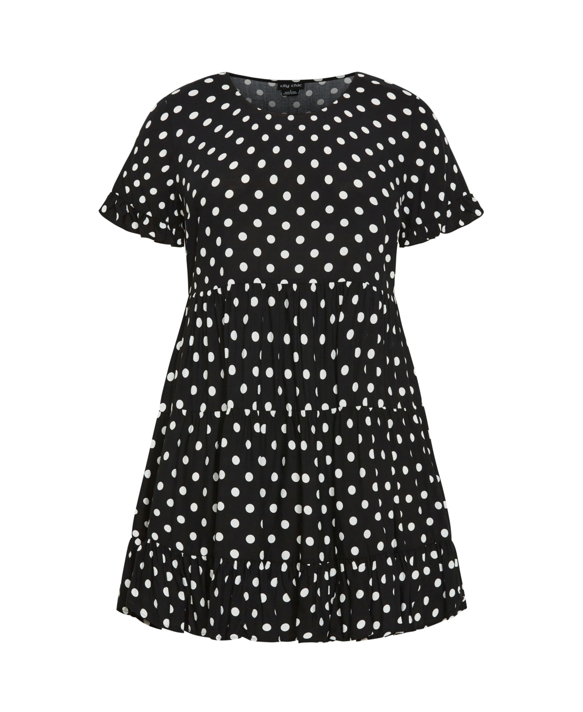 City Chic Women's Nikki Print Dress - Black  white spot
